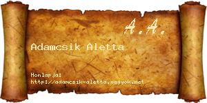 Adamcsik Aletta névjegykártya
